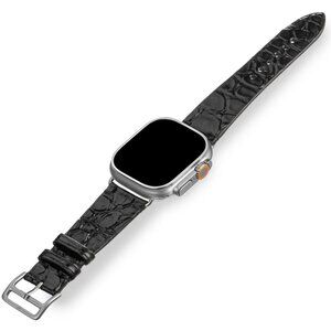 Luxury Alligator Leather Watch Band – Handmade Black Shiny Color